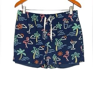 New Chubbies Lined Classic Swim Trunk 4" The Neon‎ Lights Navy Blue New NWOT